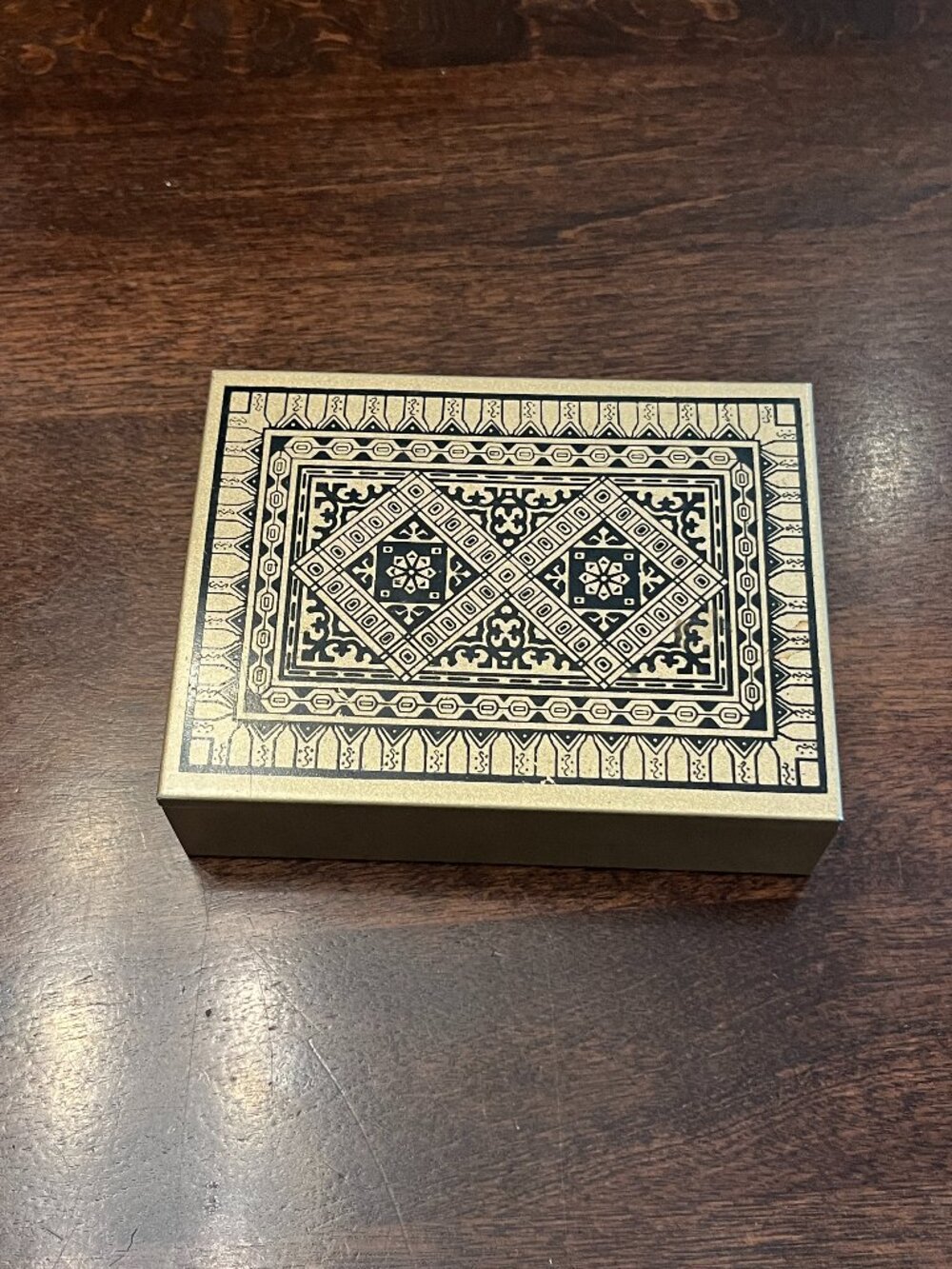 METAL Vintage Moroccan Jewelry Box Geometric Black Gold Keepsake Storage Trinket